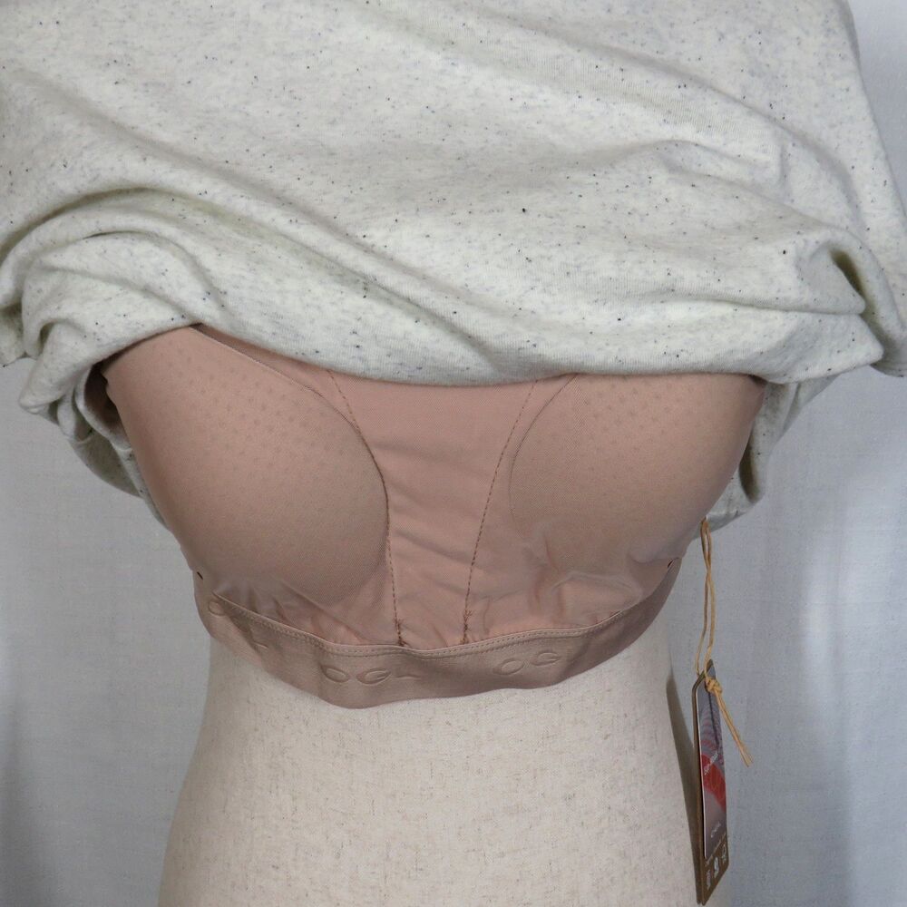 OGL Speckled Soft Stretchy Cotton Blend Mock Neck Padded Brami Top Size Medium - Picture 3 of 11